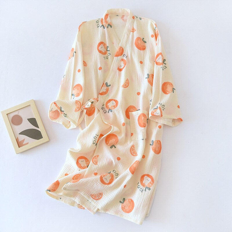 Printed Japanese Style Kimono Ladies Night Suit-Original Pajamas