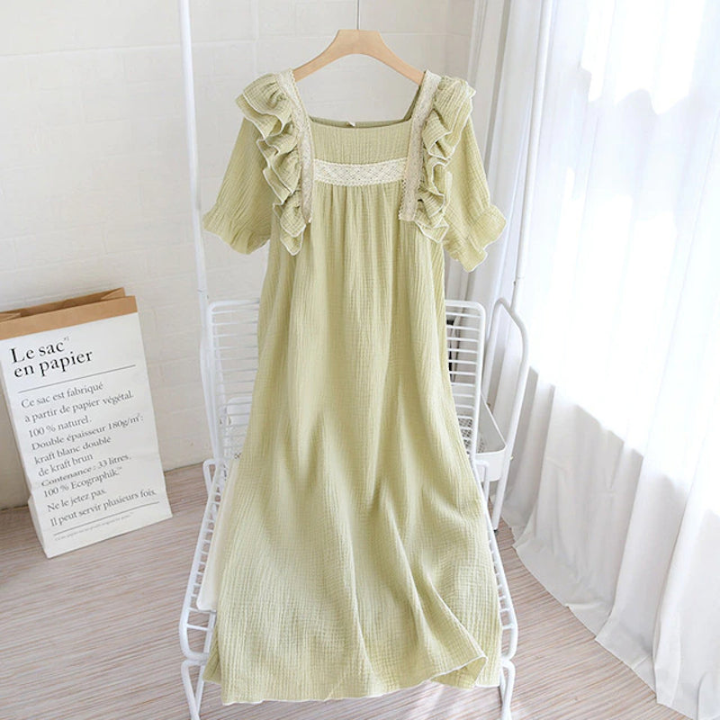 Ladies Cotton Short Sleeve Nightdress-Original Pajamas