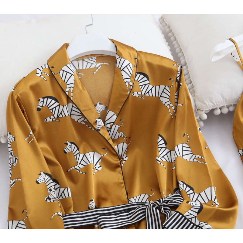 Zebra Print Pajama Female 3 Pieces Home Wear Affordable Pajama Sets-Original Pajamas