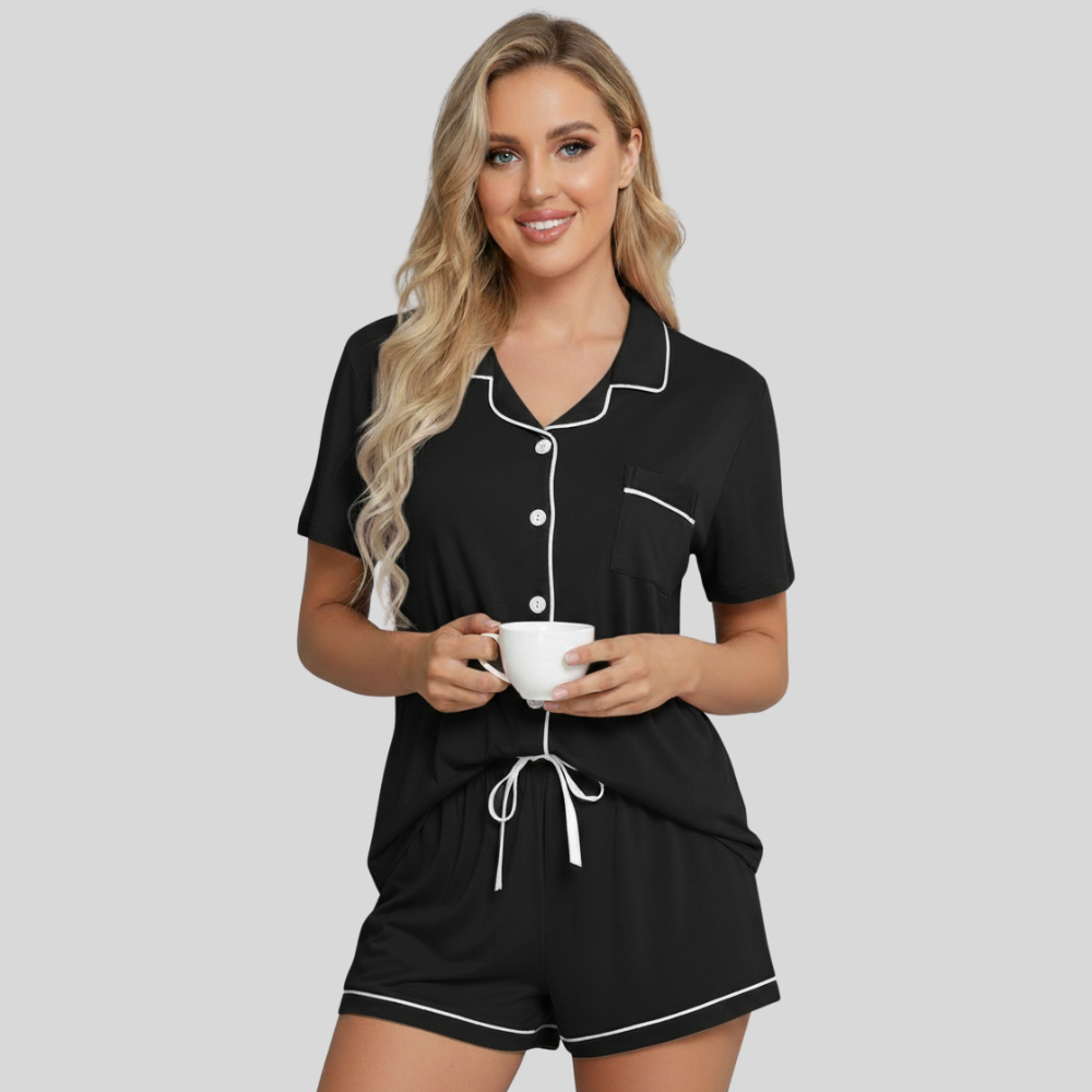 Button Down Short Sleeve Comfy Pajamas Set