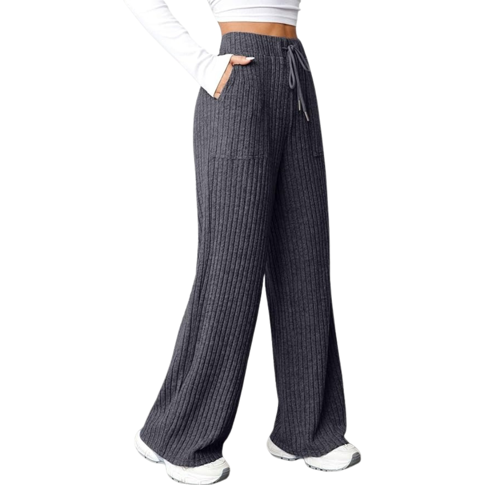 Ribbed Knit Lounge Pants With Pockets