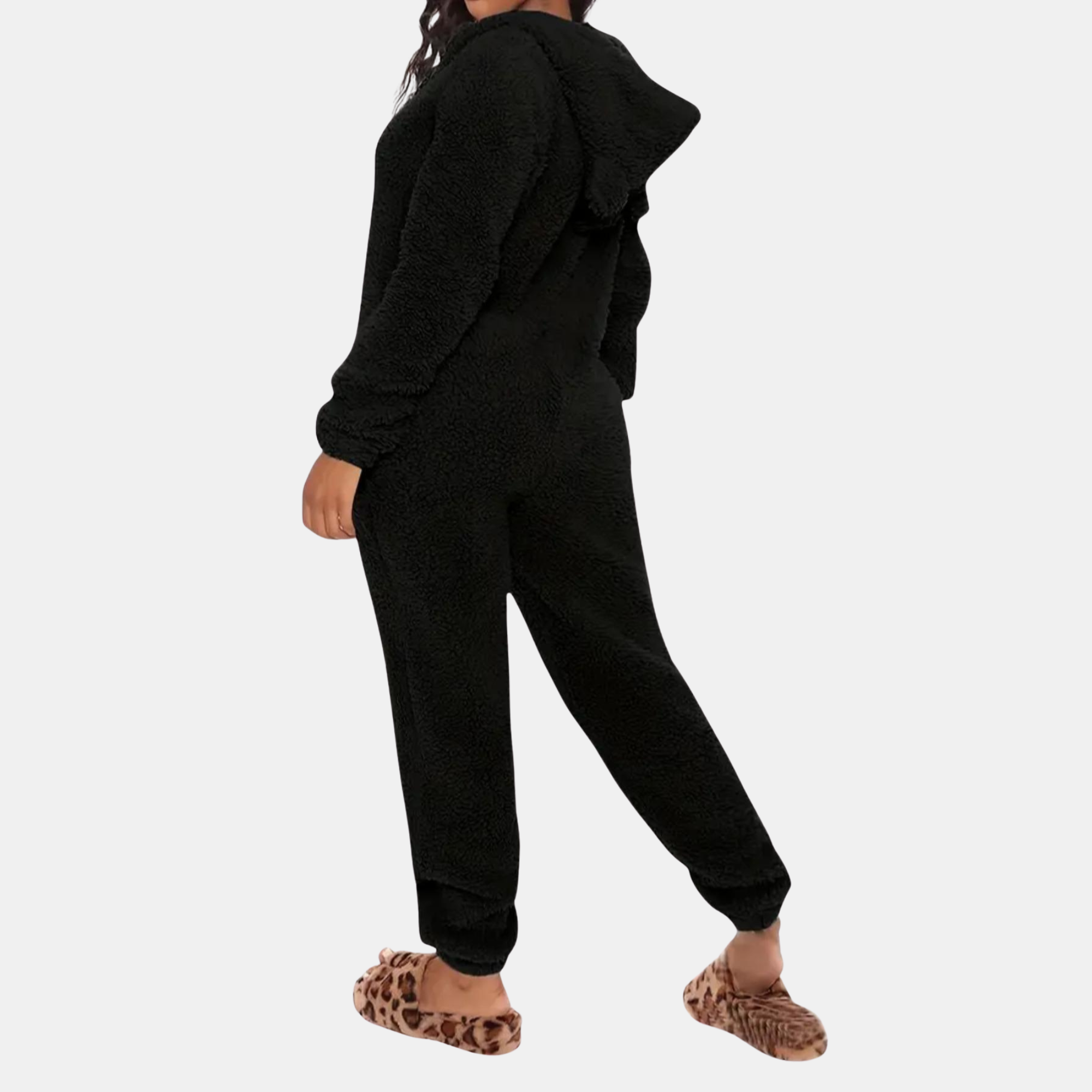 Plush Hooded Pajama Onesie For Women