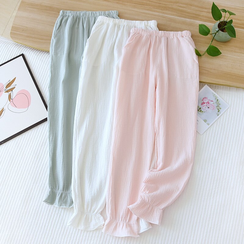 Women's Solid Color Cotton Crepe Pants-Original Pajamas