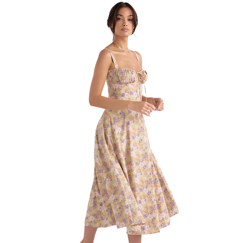 Floral Bustier Midriff Waist Shaper Dress-Original Pajamas