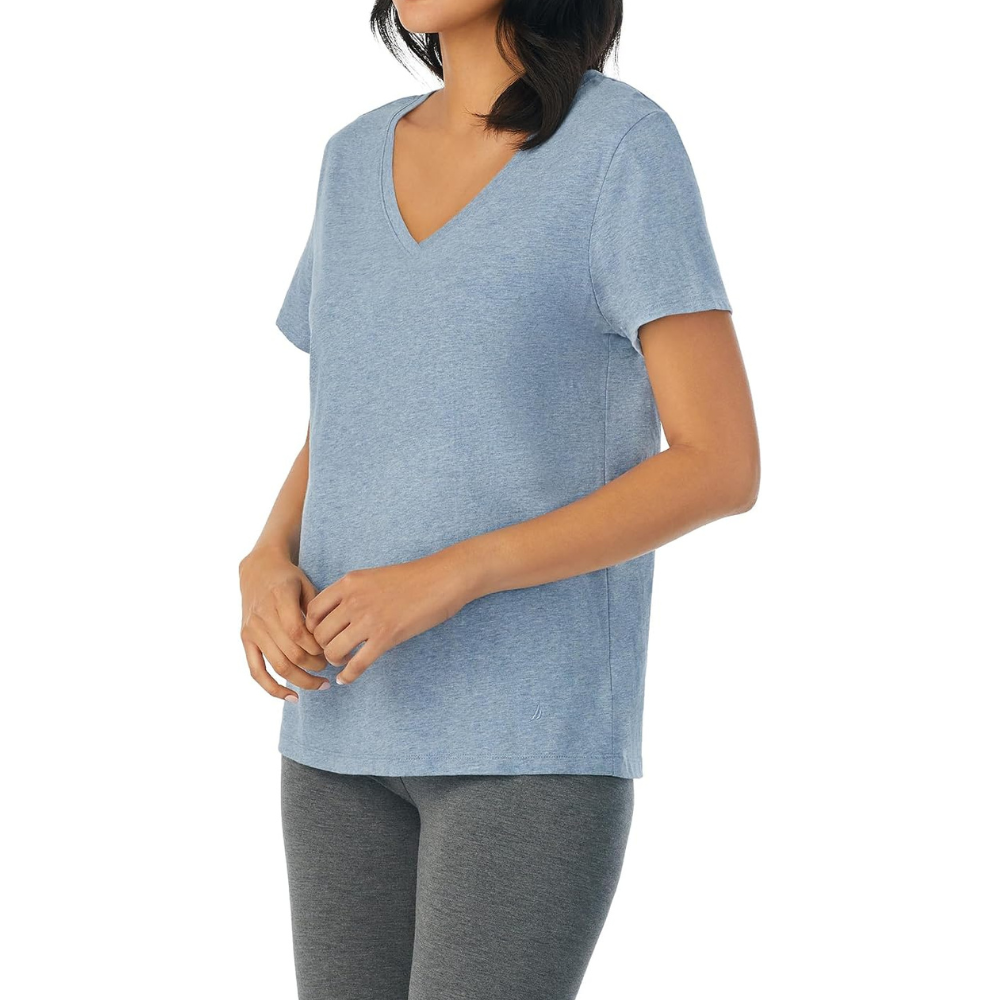Cotton Knit V Style Sleep Shirt Pajama Top