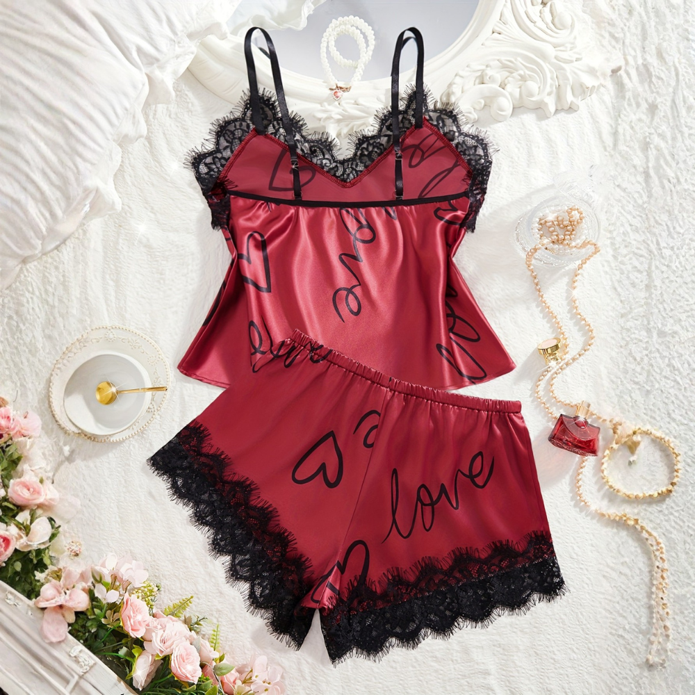Lace Spaghetti Top Set Pajamas For Women