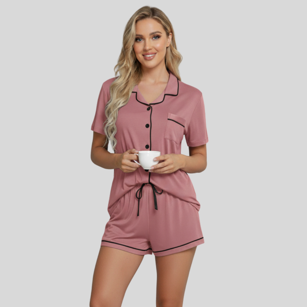 Button Down Short Sleeve Comfy Pajamas Set