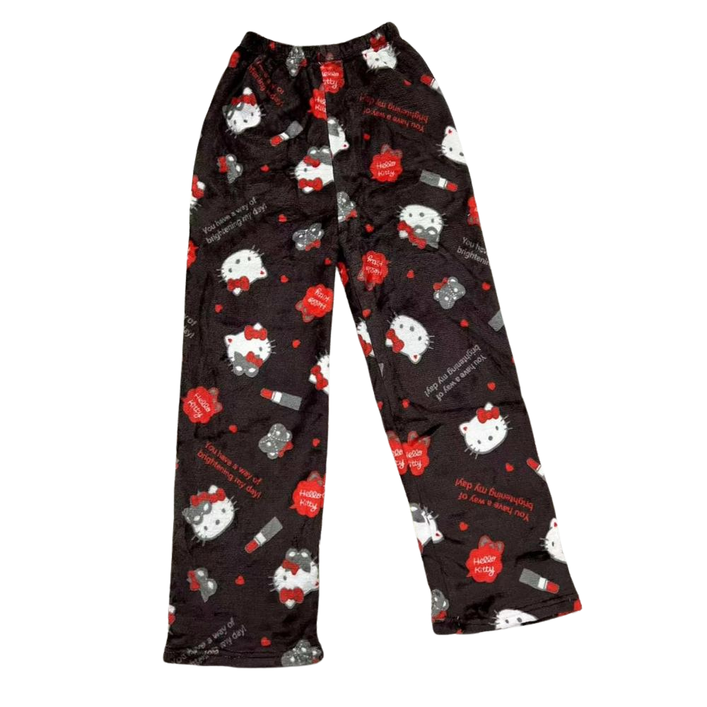 Cartoon Cat Print Pajama Pants