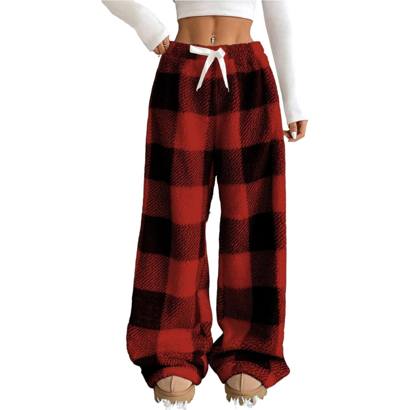 Fuzzy Plush Pajama Pants With Drawstring