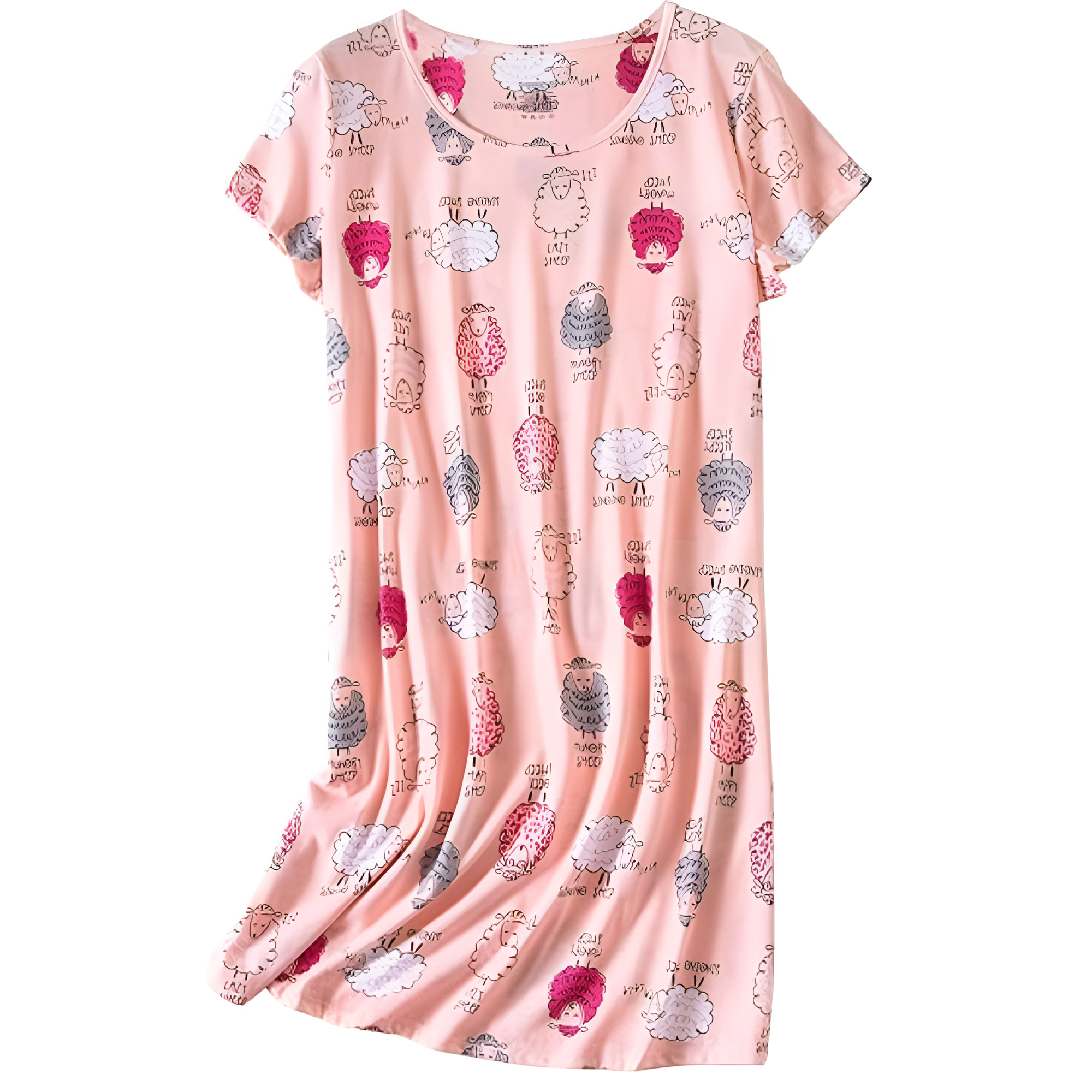 Casual Nightgown And Short Sleeves Sleep Dress With Print