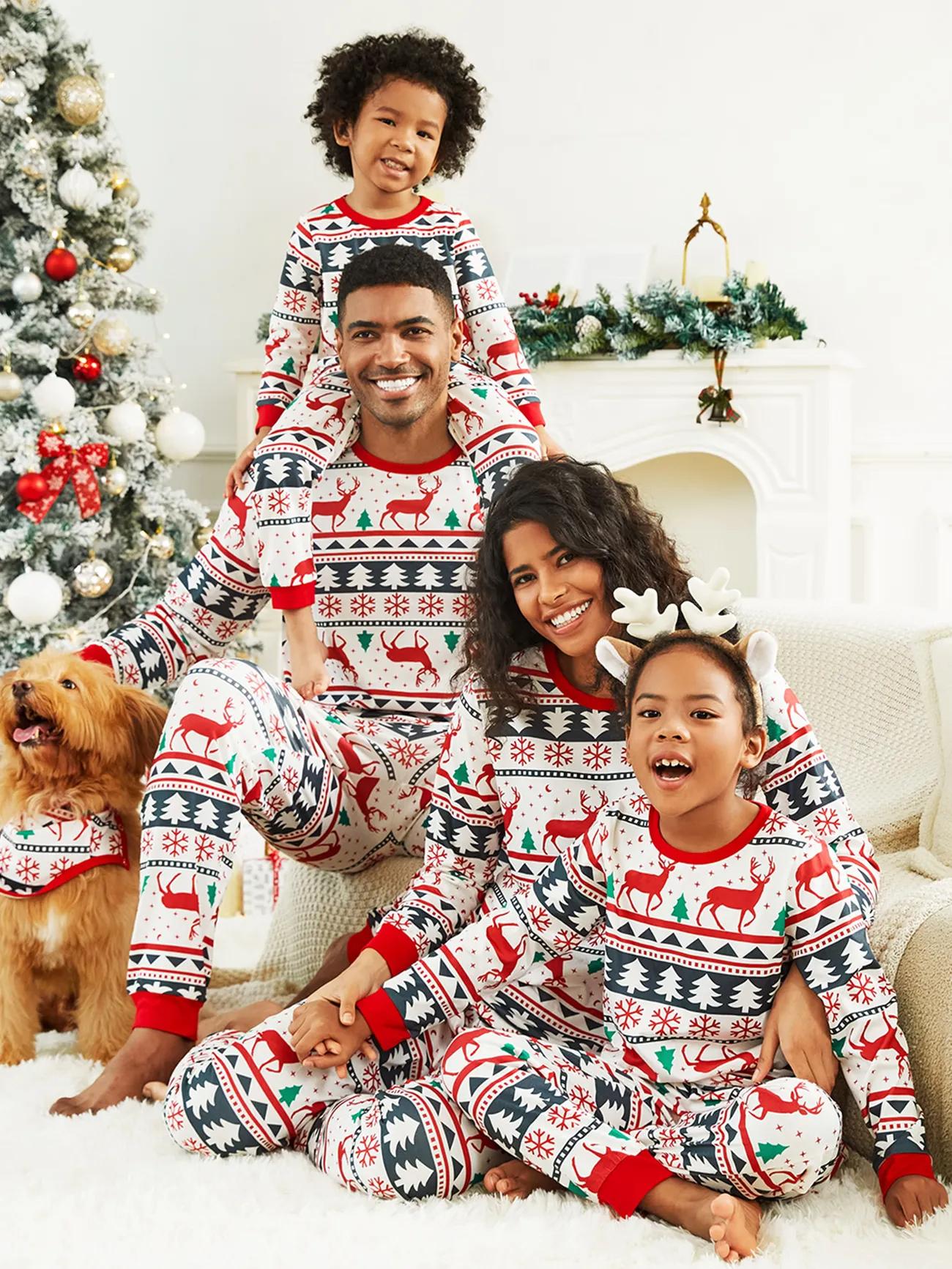 Christmas Family Matching Reindeer Print Long Sleeves Pajama Set-Original Pajamas