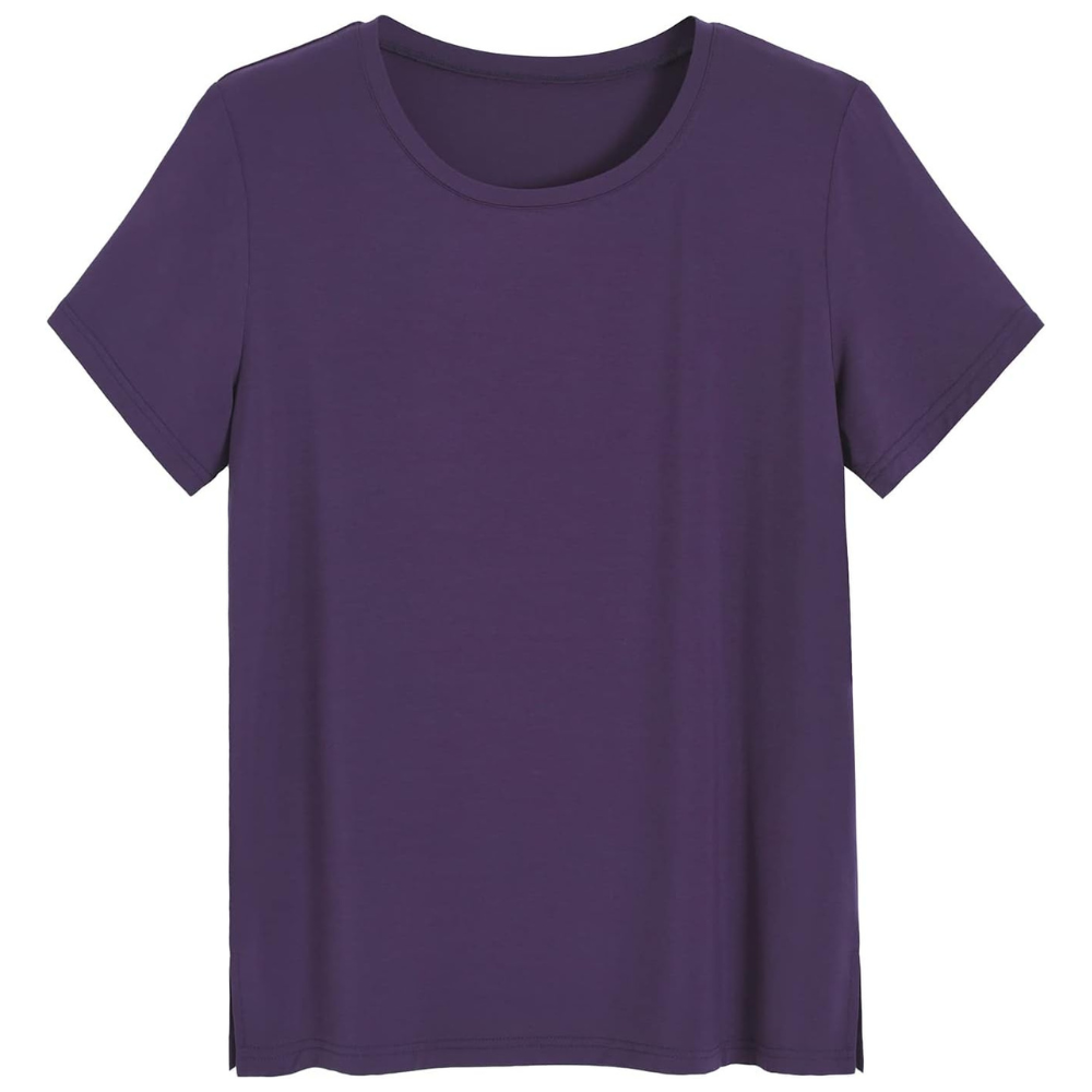 Short Sleeve Solid Pajama T Shirt For Women