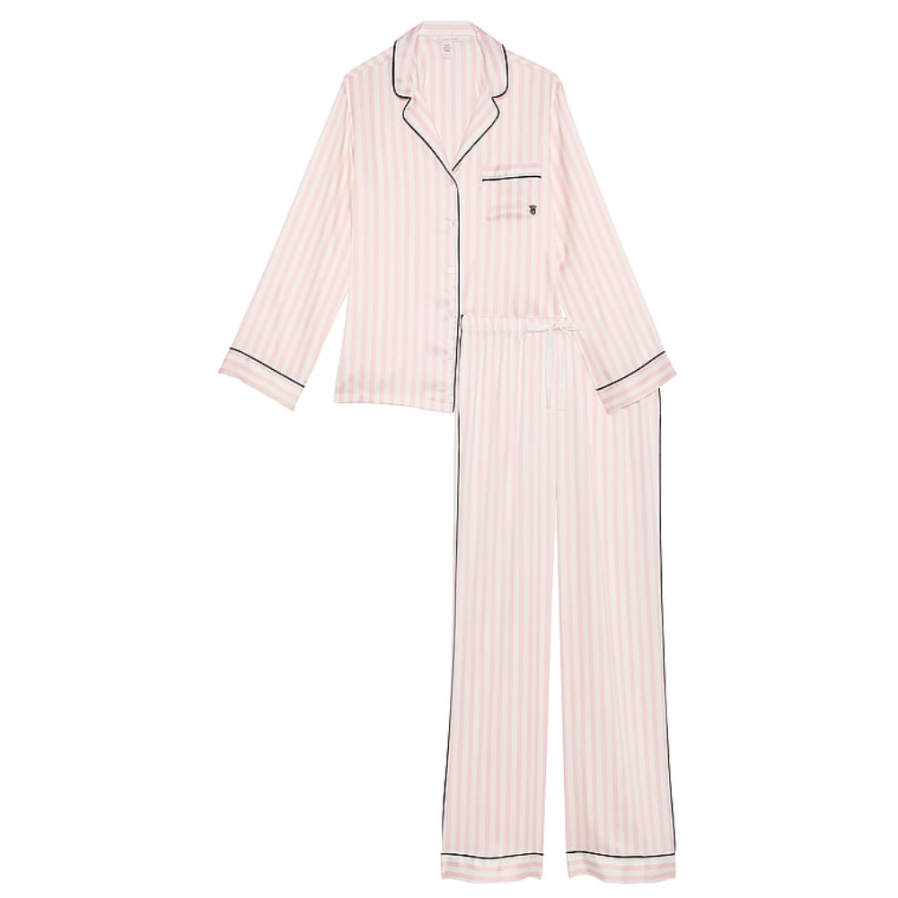 Satin Sleepwear Set For Women With Long Shirt And Drawstring Pants