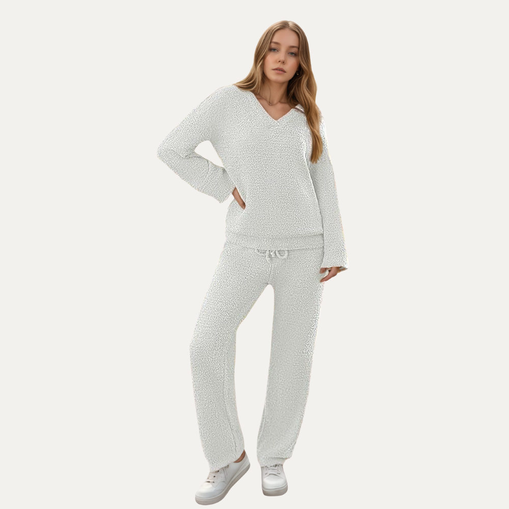 2 Pieces Fuzzy Fleece Pajama Set For Women