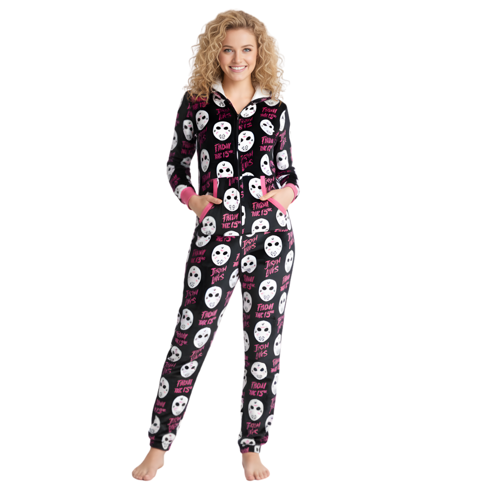 Graphic Union Suit With Character Print And Hood For Women