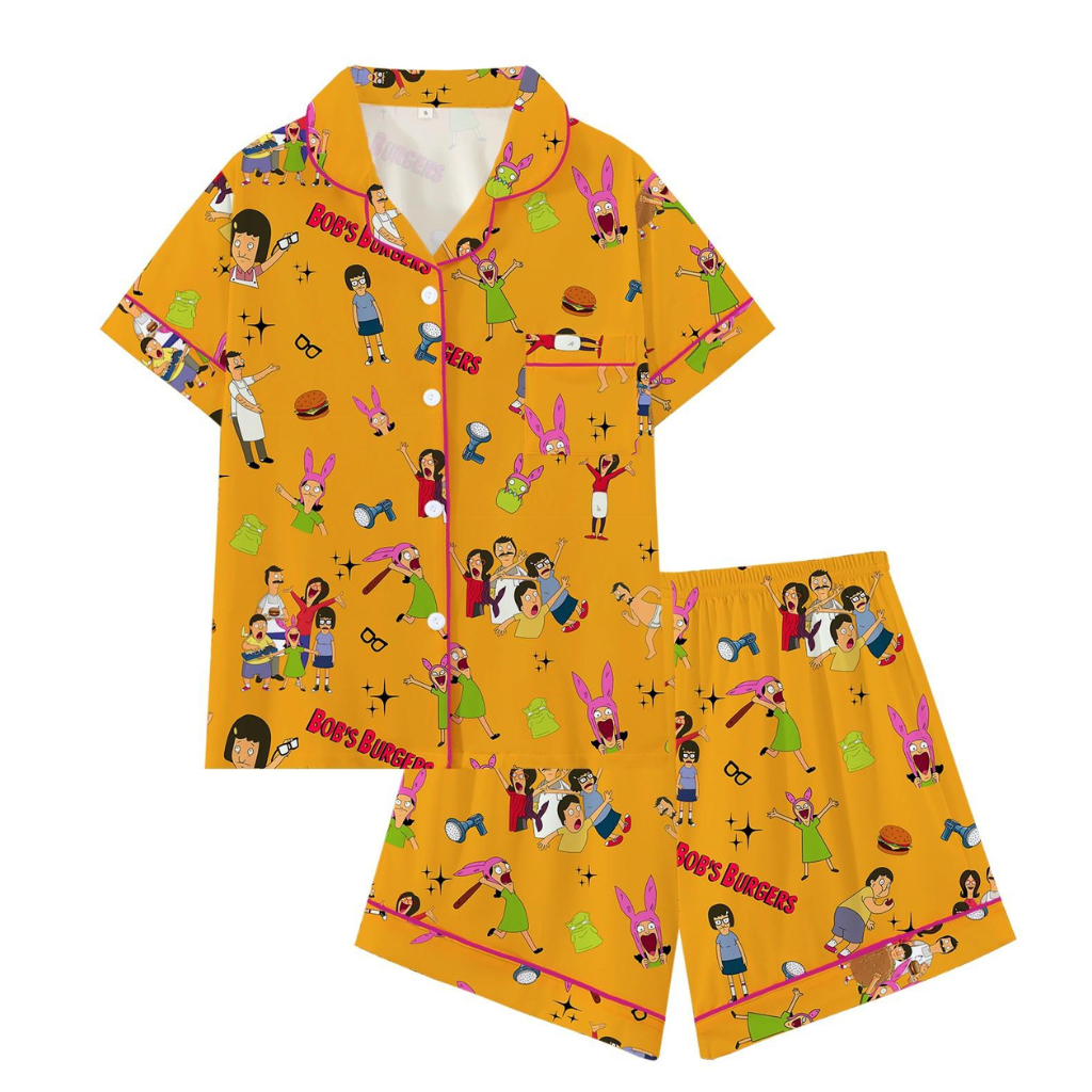 Casual Cartoon Printed Short Sleeve Pajama Set For Women