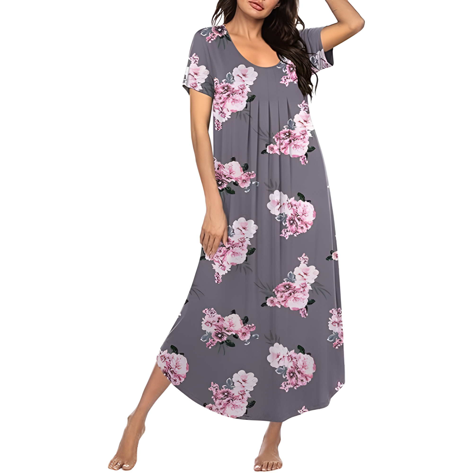 Long Sleepwear Dress For Women With Pleated Style