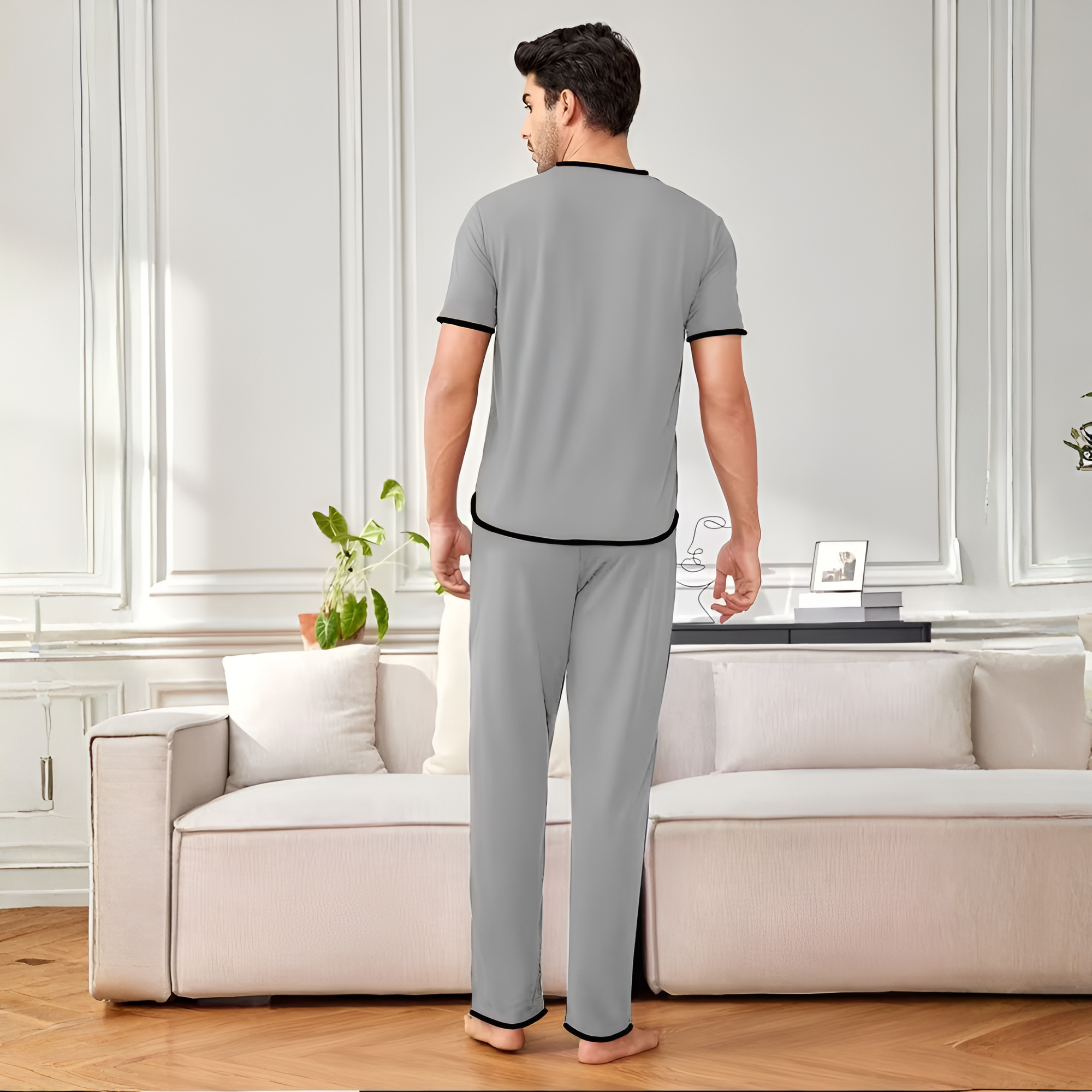 Couple's Set with Chest Heart Print, Men or Women Short Sleeve + Long PantsMatching Pajama Set Short Sleeve For Couples - Image 15