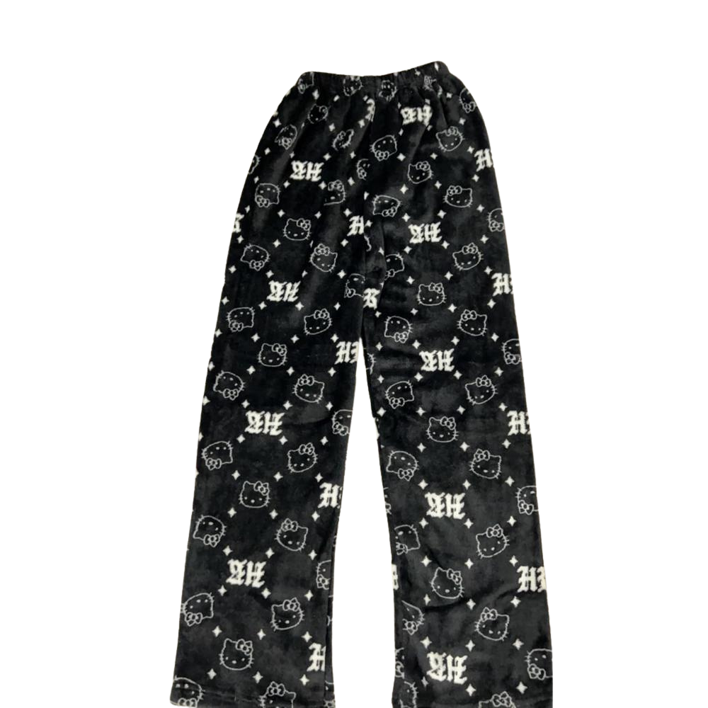 Cartoon Cat Print Pajama Pants