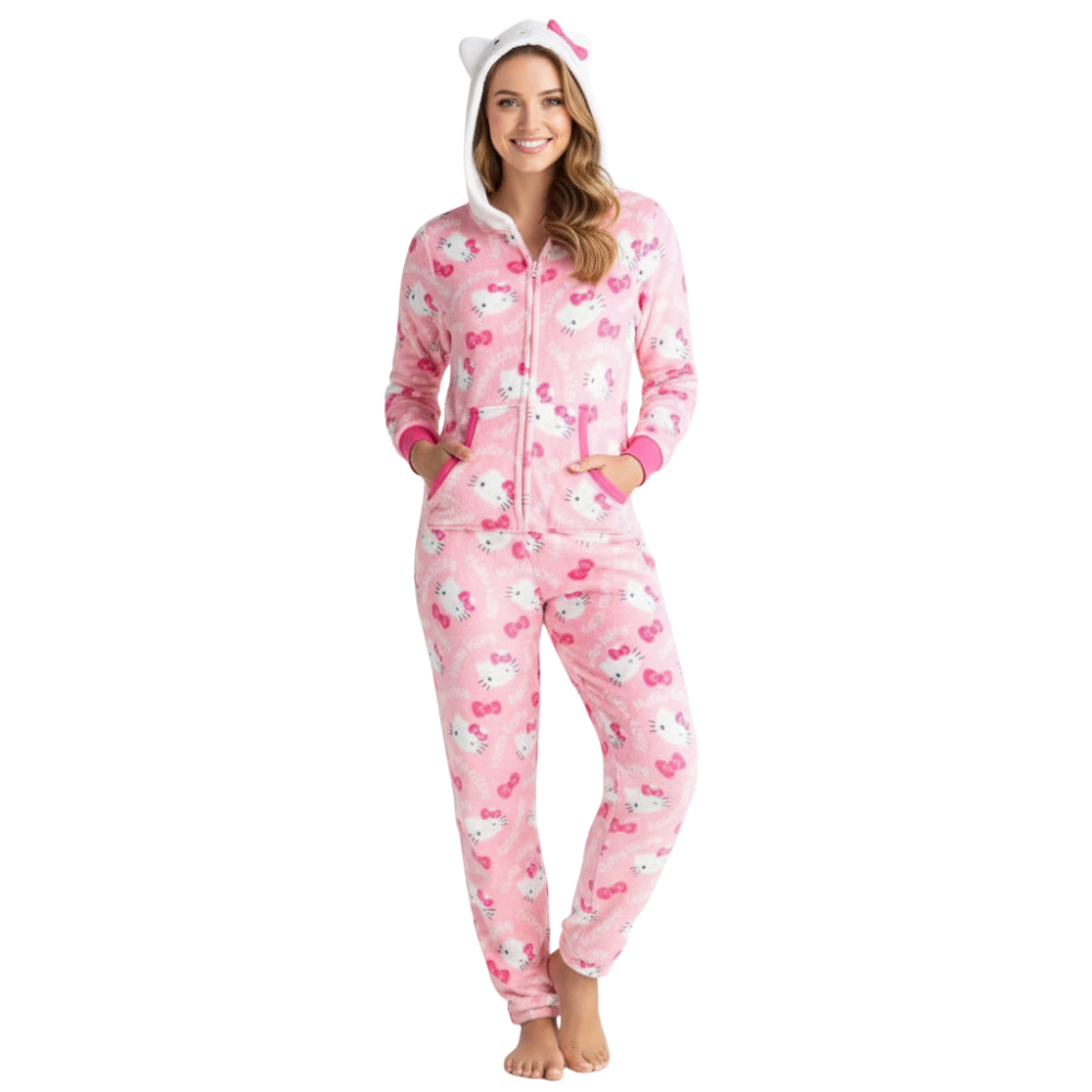 Graphic Union Suit With Character Print And Hood For Women