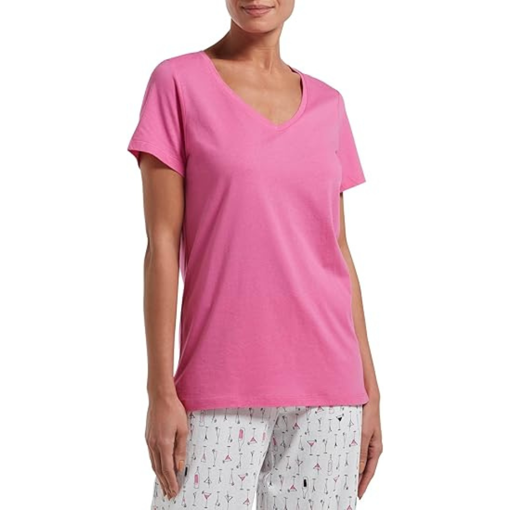 Short Sleeve V Neck T Shirt For Lounging