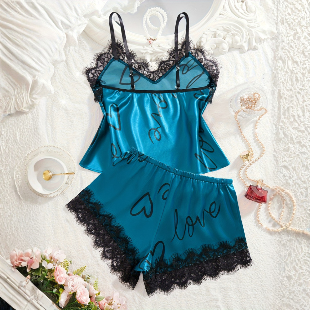 Lace Spaghetti Top Set Pajamas For Women