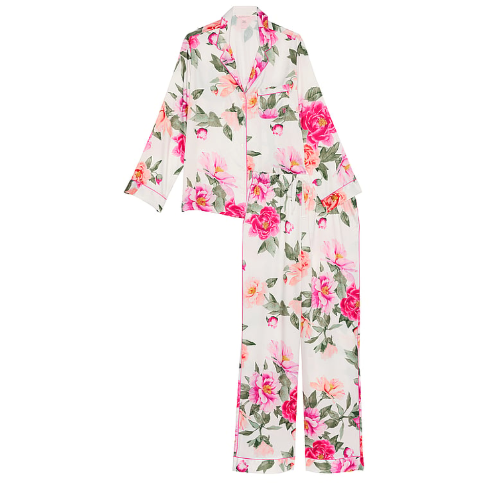 Satin Sleepwear Set For Women With Long Shirt And Drawstring Pants