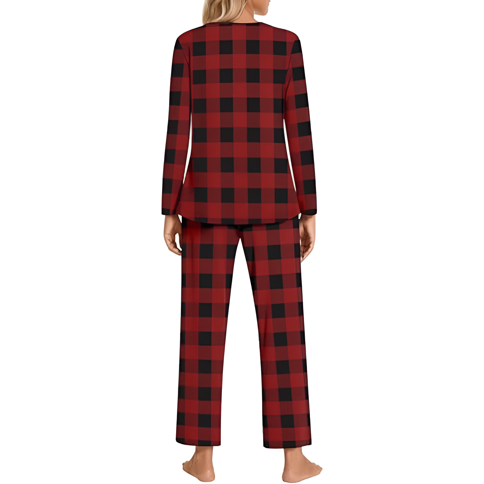 Long Sleeve Top And Loose Pants Two Piece Matching Pajama Set For Women