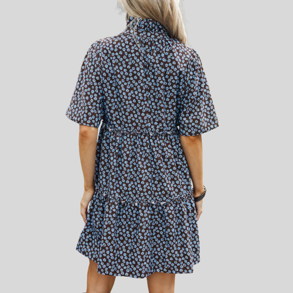 Bow Printed Embroidered Dress For Women