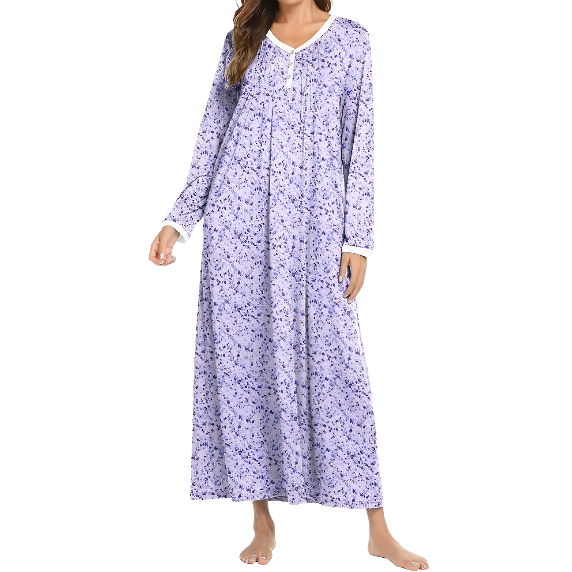 Henley Long Sleeve Nightgown Sleepwear For Women