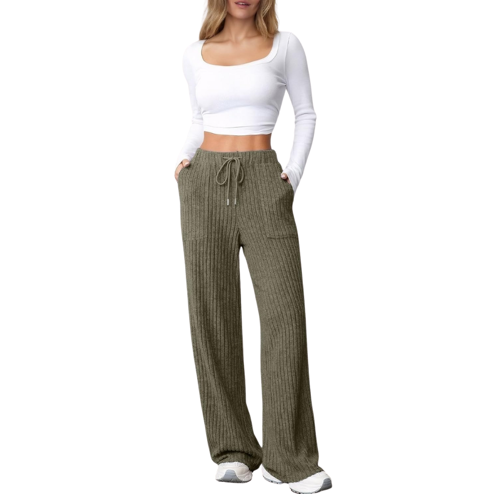 Ribbed Knit Lounge Pants With Pockets