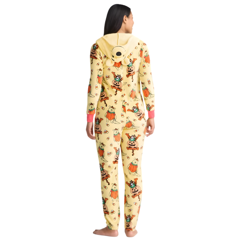 Graphic Union Suit With Character Print And Hood For Women