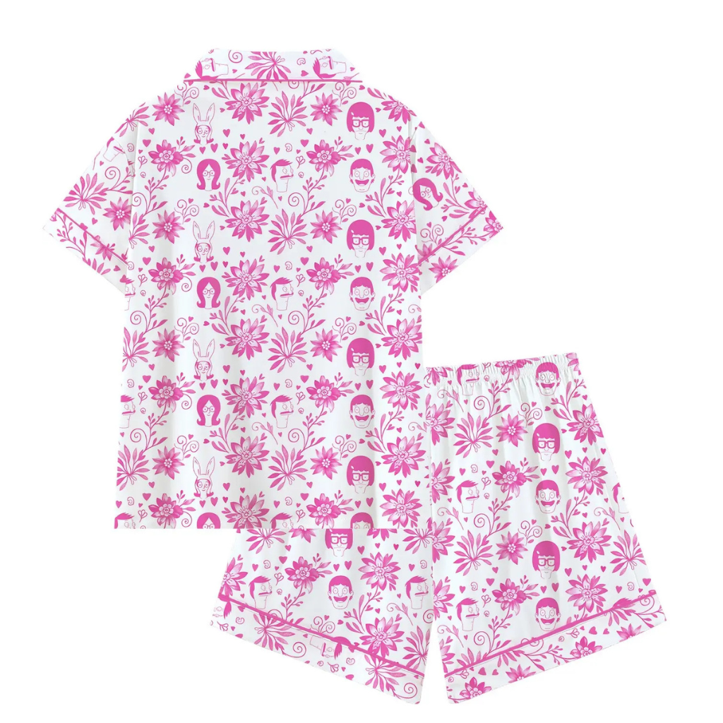 Casual Cartoon Printed Short Sleeve Pajama Set For Women