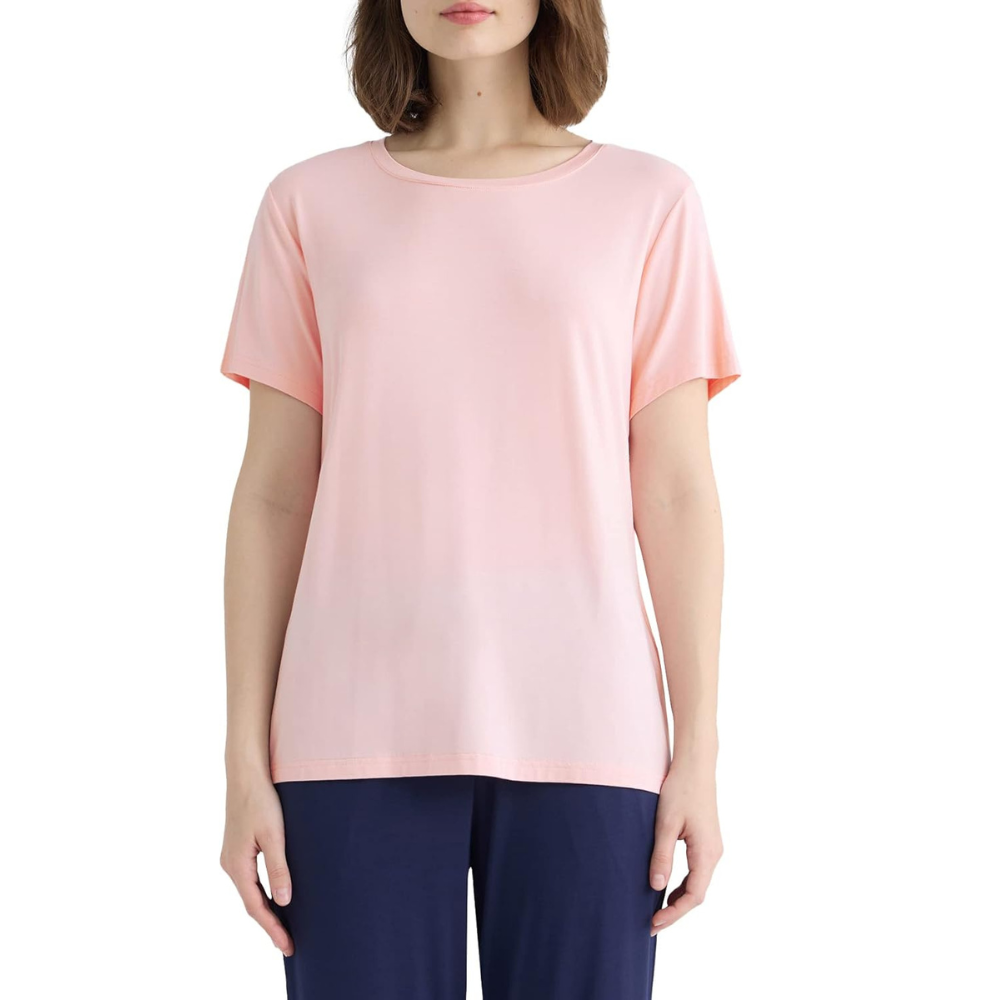 Short Sleeve Solid Pajama T Shirt For Women