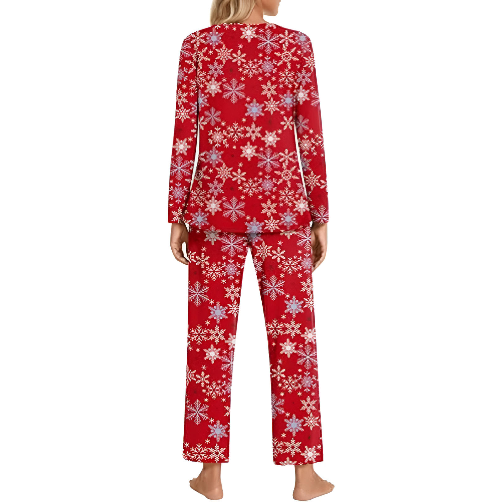 Long Sleeve Top And Loose Pants Two Piece Matching Pajama Set For Women