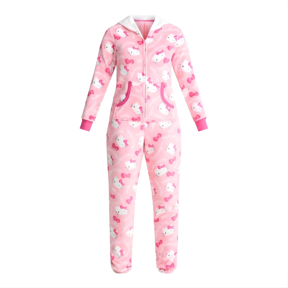 Graphic Union Suit With Character Print And Hood For Women