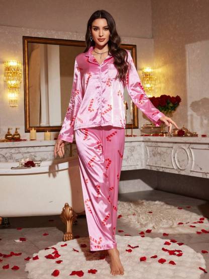 Christmas Candy Cane Printed Pajamas Set-Original Pajamas