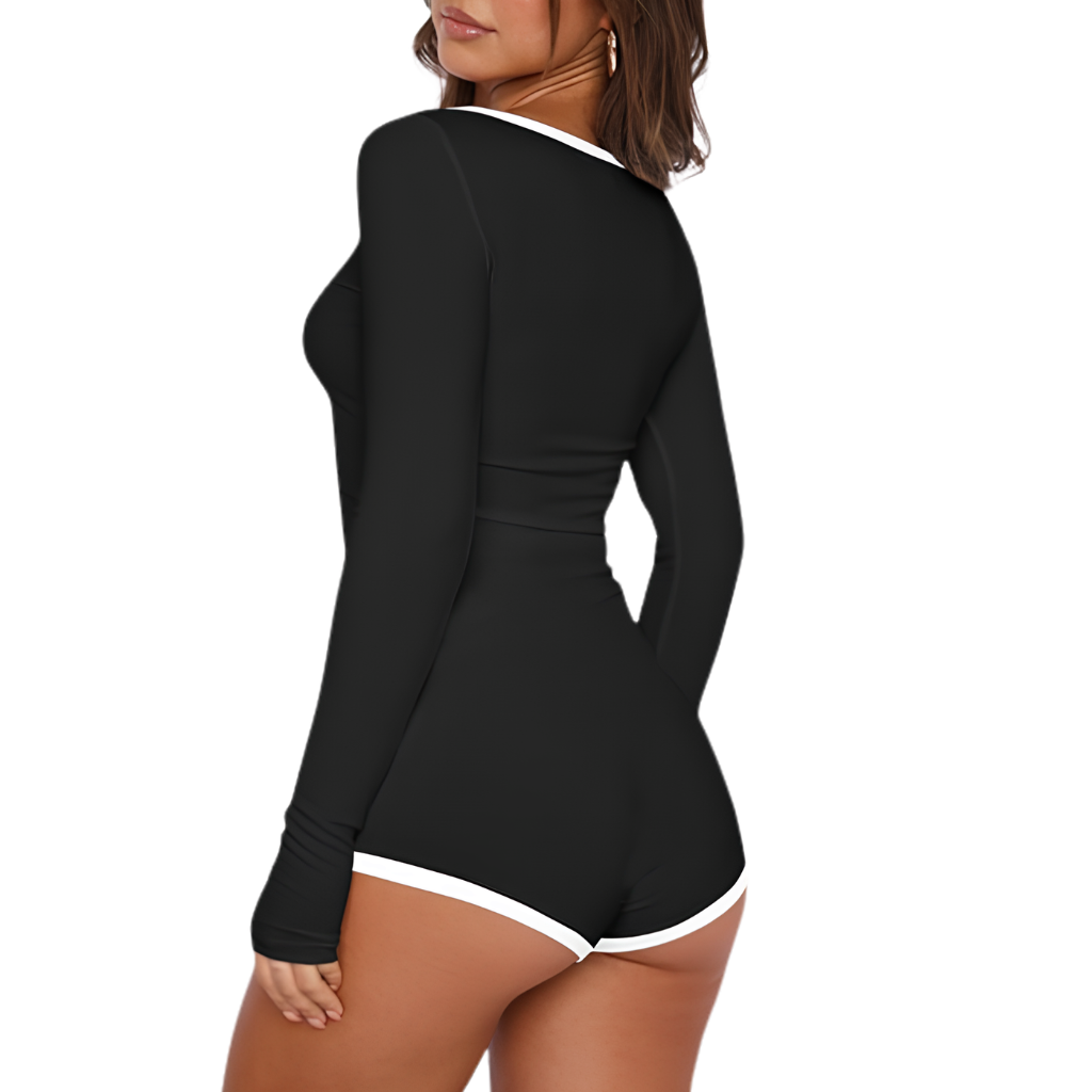 Soft Knit Long Sleeve One Piece Lounge Romper For Women