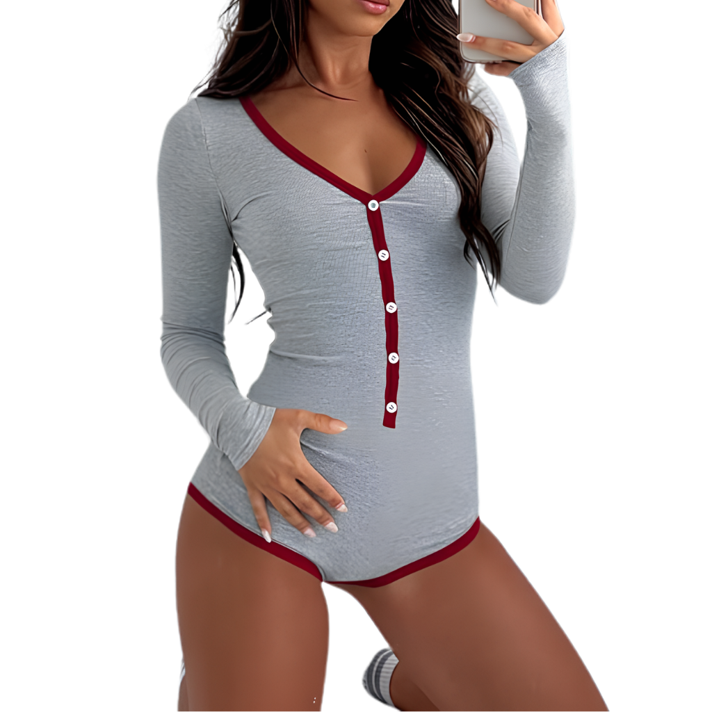Soft Knit Long Sleeve One Piece Lounge Romper For Women