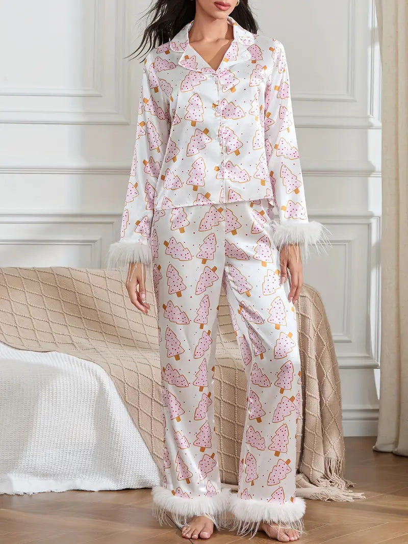 Dreamy Ice Cream Print Holidays Pajamas Set-Original Pajamas