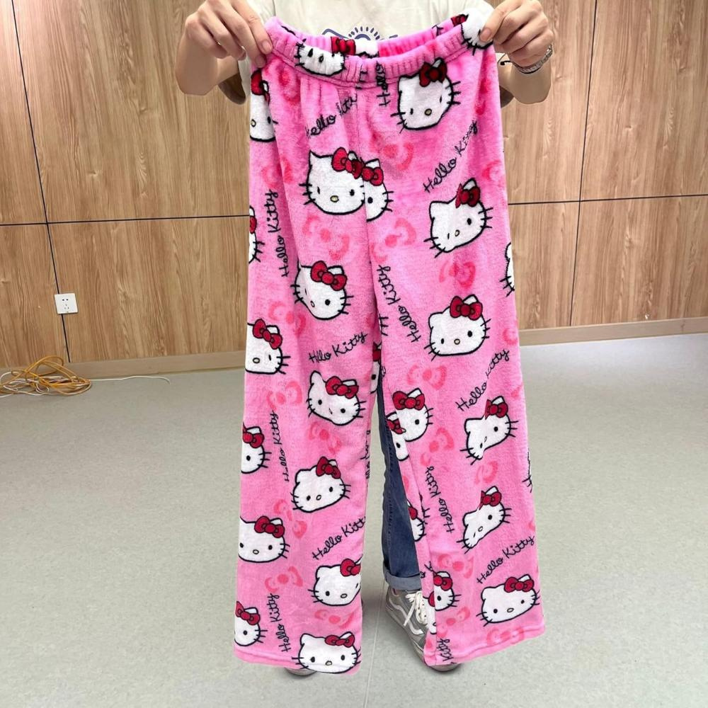 Cartoon Cat Print Pajama Pants