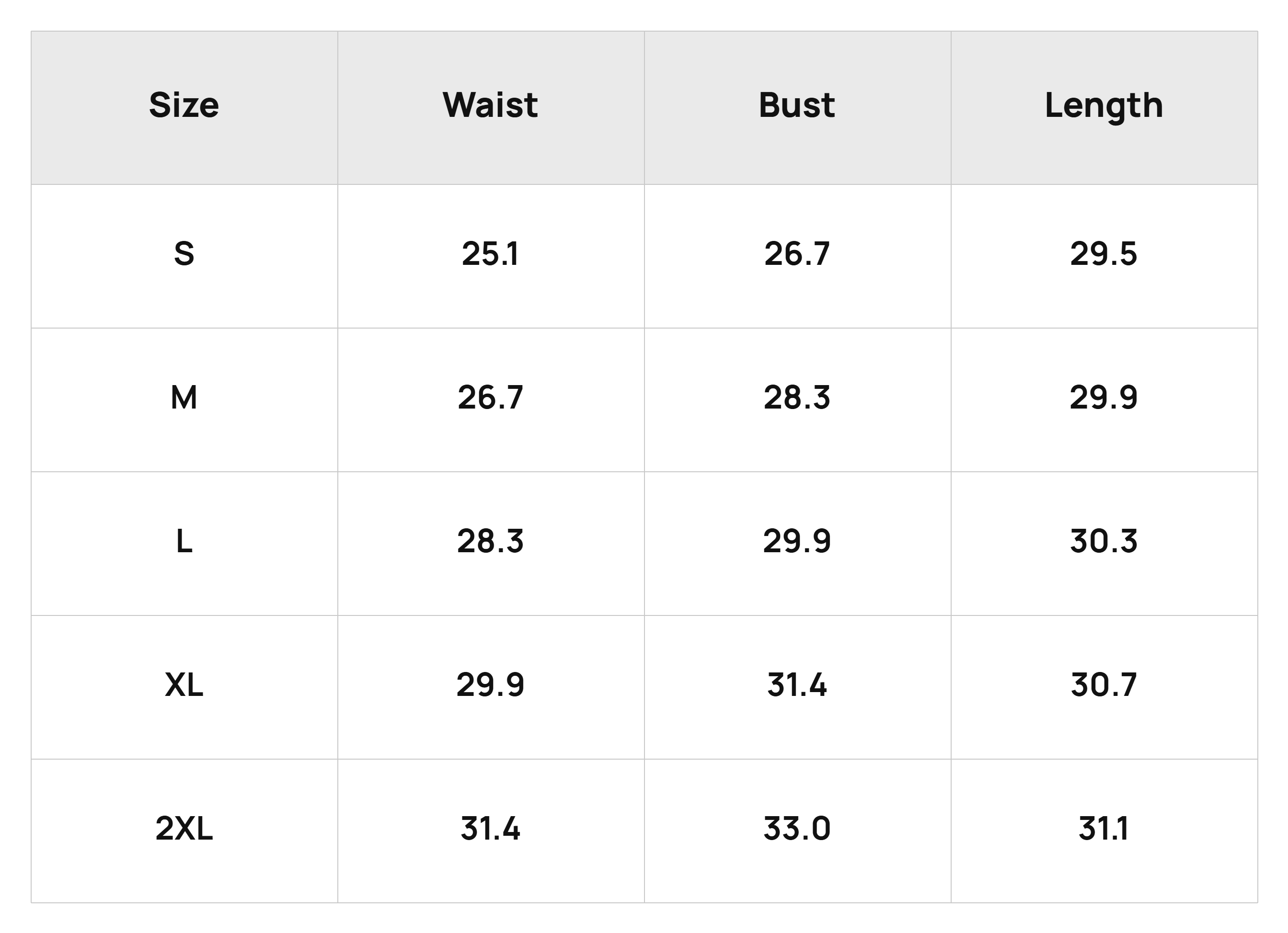 Size Chart