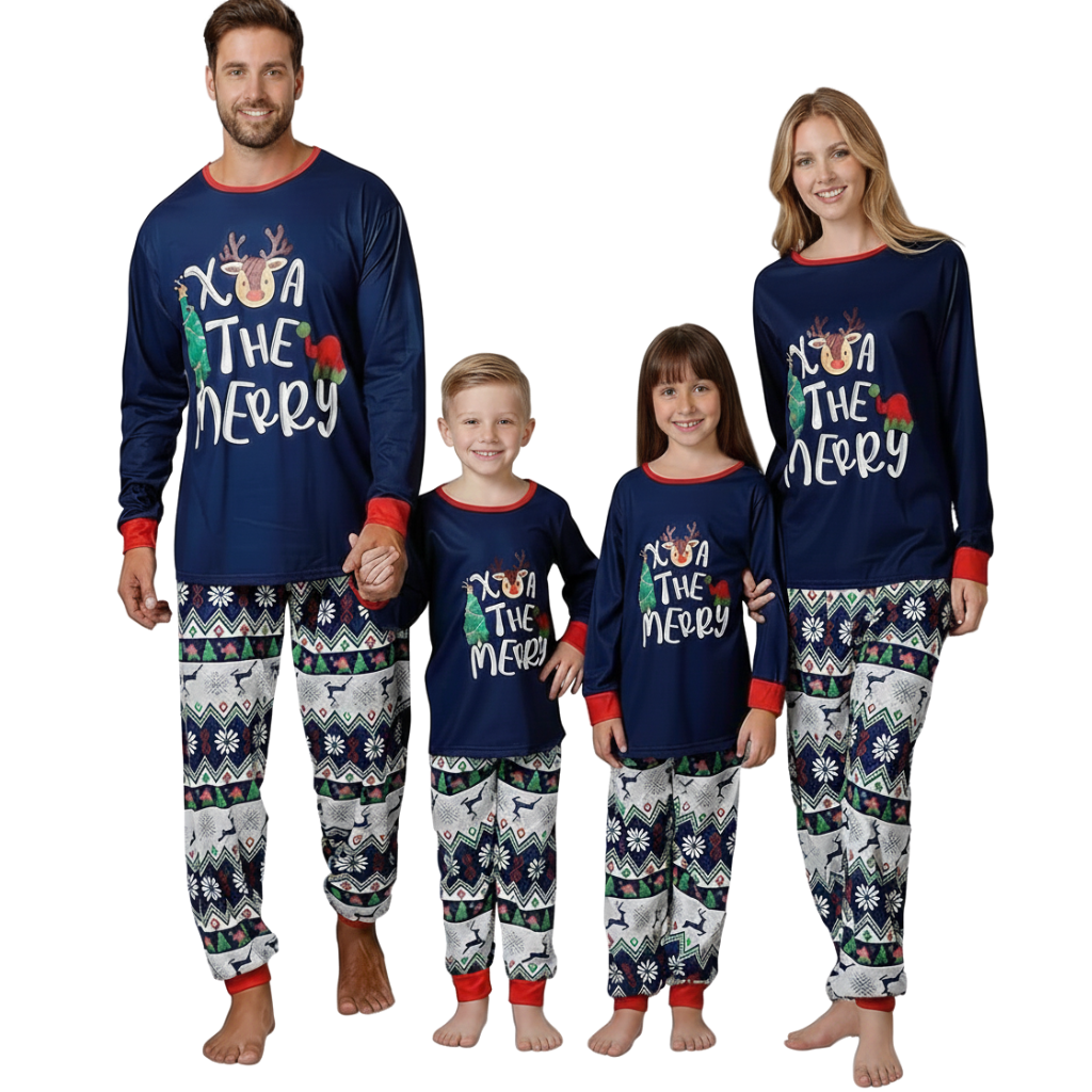 Christmas Themed Printed Family Matching Pajama Set