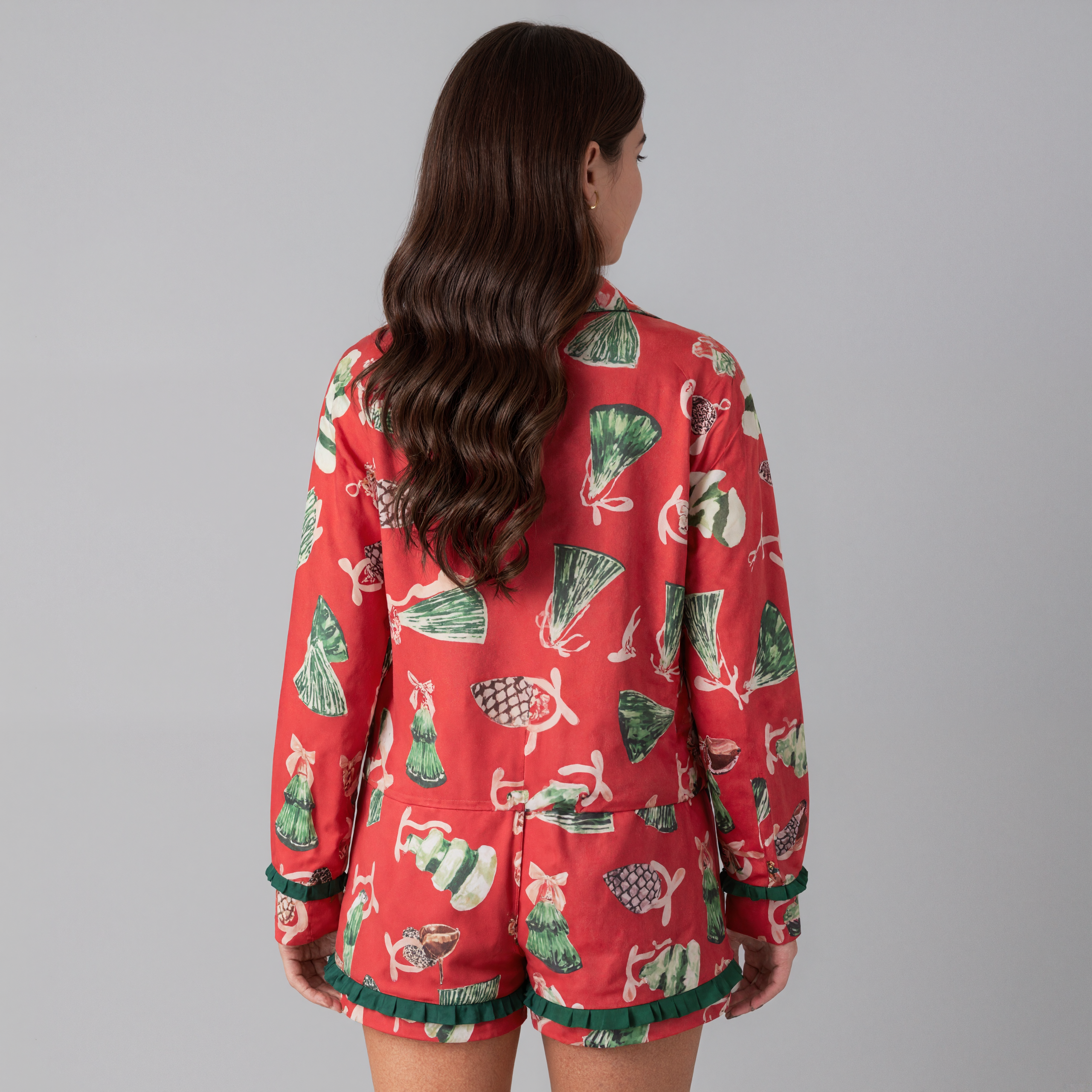 Christmas Contrasting Bow Pajama Set