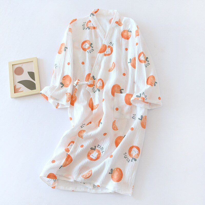 Printed Japanese Style Kimono Ladies Night Suit-Original Pajamas