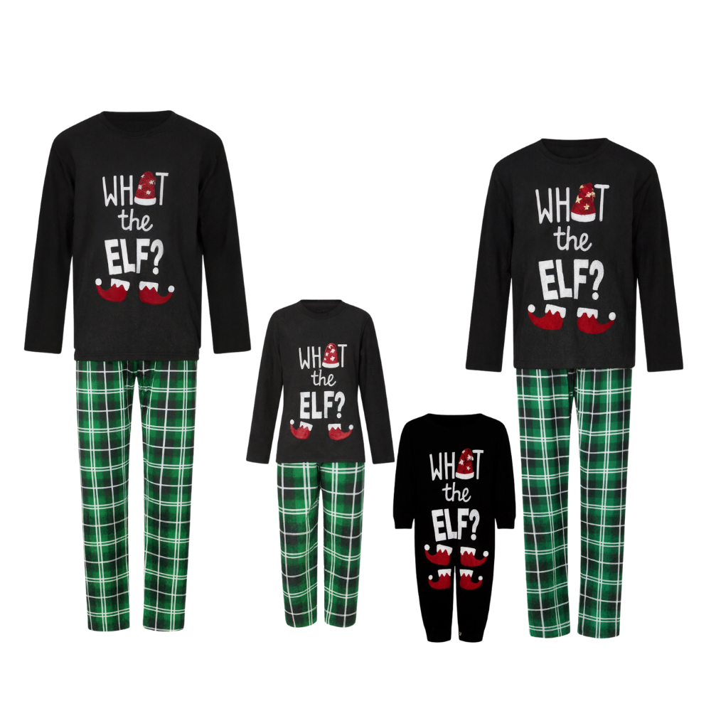 Elf Letter Print Family Matching Pajama Sets For Men and Women