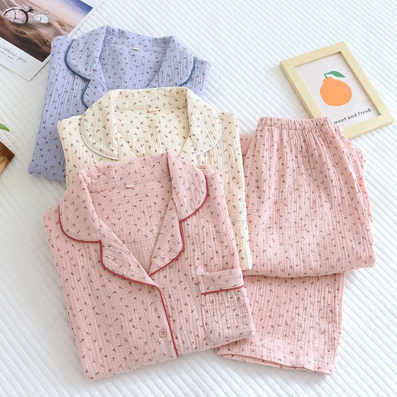 Long Sleeve Printed Women's 2 Piece Pajama Set-Original Pajamas