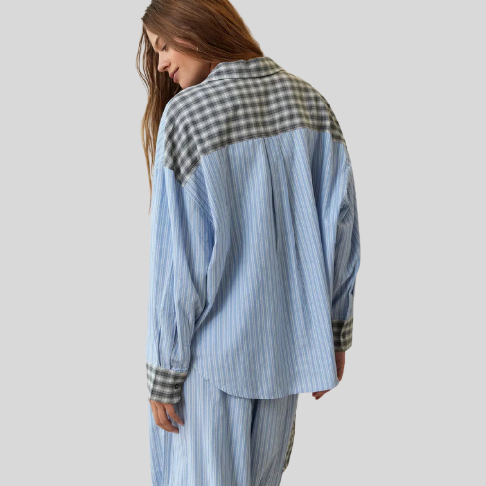 Vintage Plaid And Stripes Pajama Set