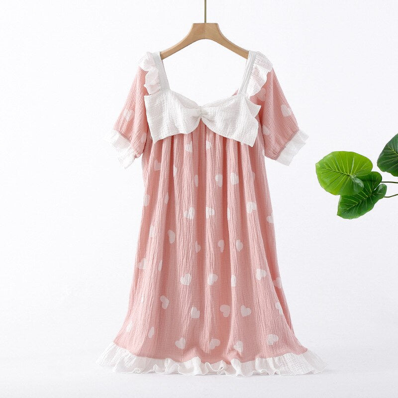 Ladies Cotton Long Dress Style Nightdress-Original Pajamas