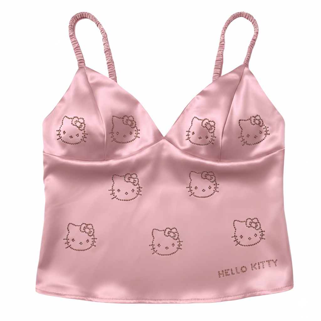 Two Piece Satin Camisole Pajama Shorts Set